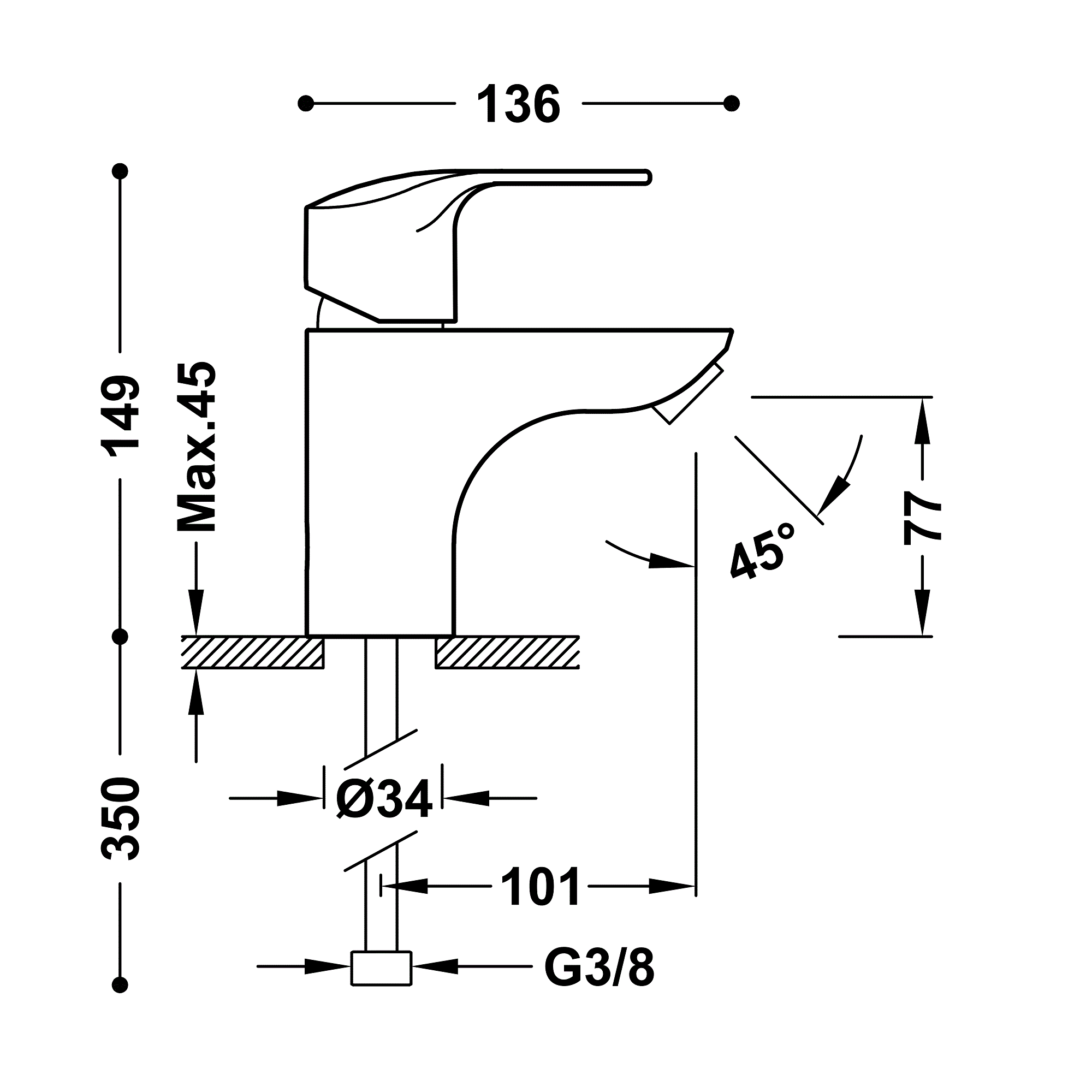 TRES 06910302 K-TRES Grifo Monomando Lavabo Cromo - Imagen 2