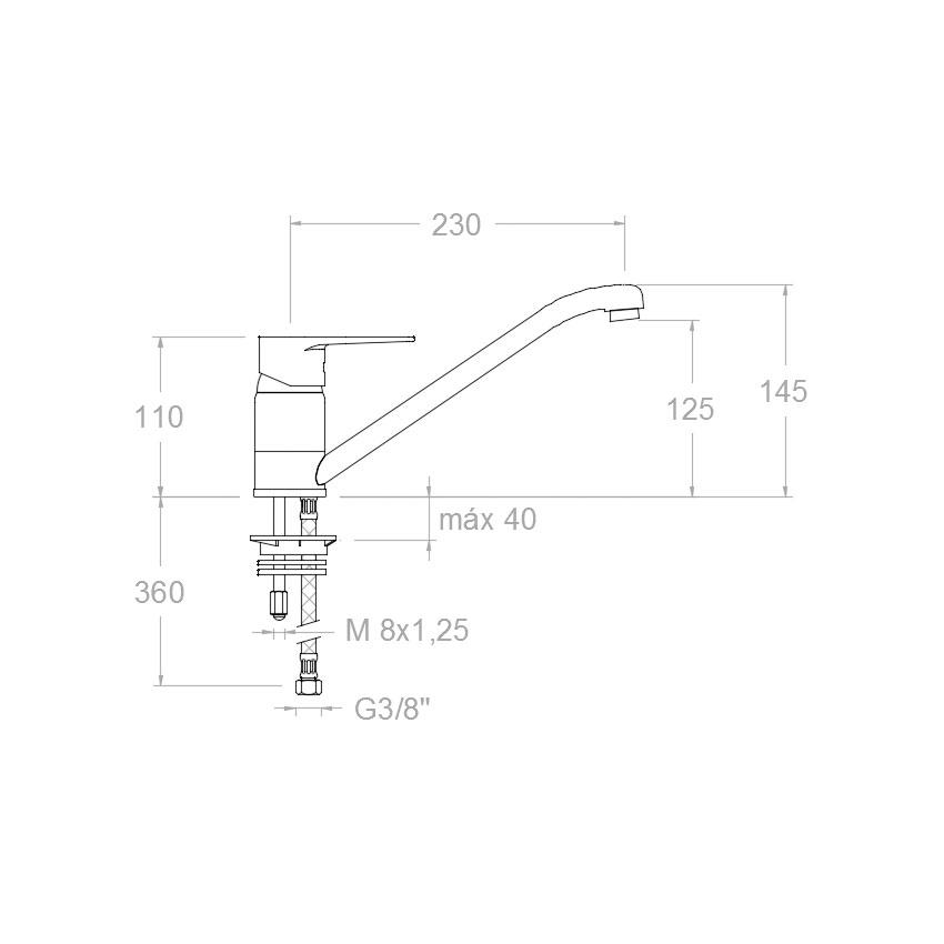 RAMON SOLER 1809 TITANIUM Grifo Fregadero - Imagen 2