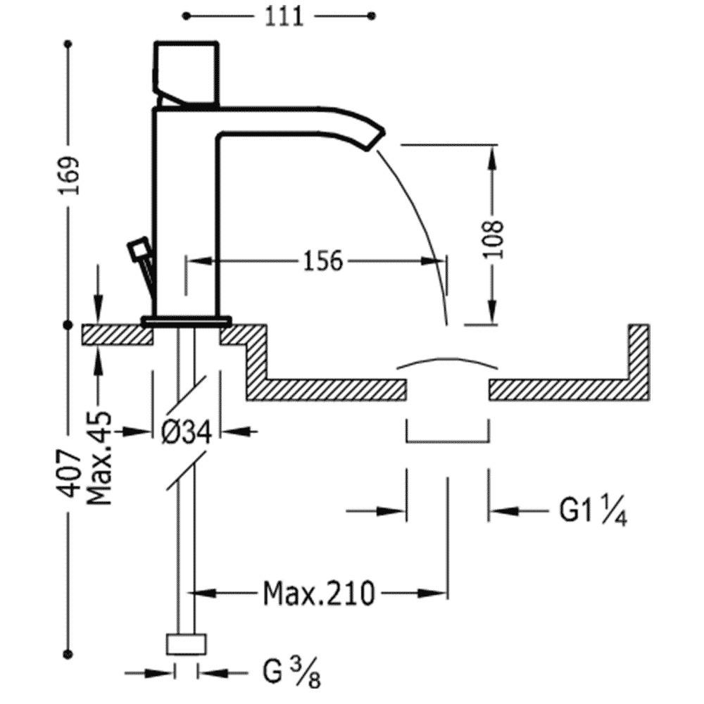 CUADRO-TRES 00611002D Grifo Lavabo Cascada C/Desagüe - Imagen 2