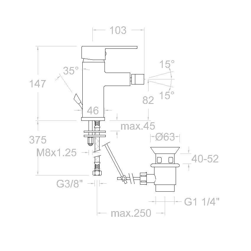 RAMON SOLER 330302VA DRAKO Grifo Bidé Con Desagüe - Imagen 2