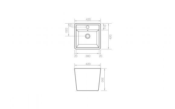 BATHCO 4059 GENOVA-B Lavabo Porcelana Cuadrado Alto - Imagen 2