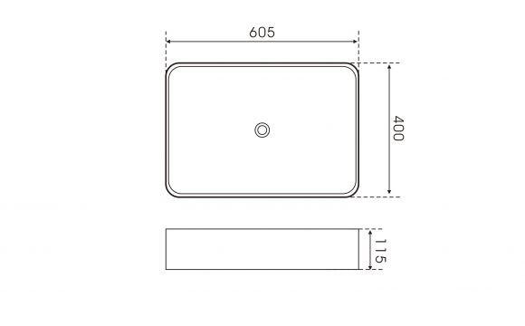 BATHCO 4088 NILO 60 Lavabo encimera rectangular - Imagen 2