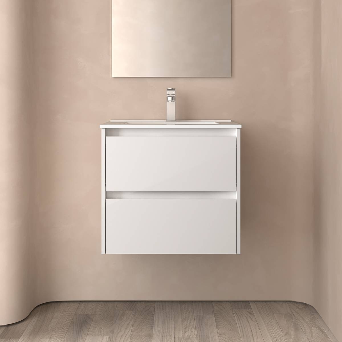 SALGAR NOJA Mueble de Baño con Lavabo 2 Cajones Color Blanco Brillo - Imagen 2
