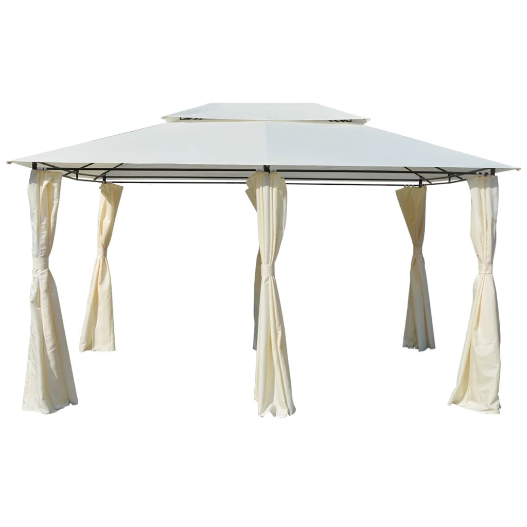 VXL Marquesina De Jardín Con Cortinas Blanca 4X3 M