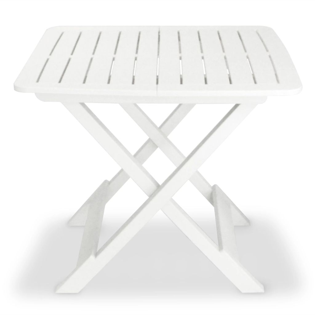 VXL Mesa Y Sillas Bistró De Jardín Plegables 3 Pzas Plástico Blanco - Imagen 2