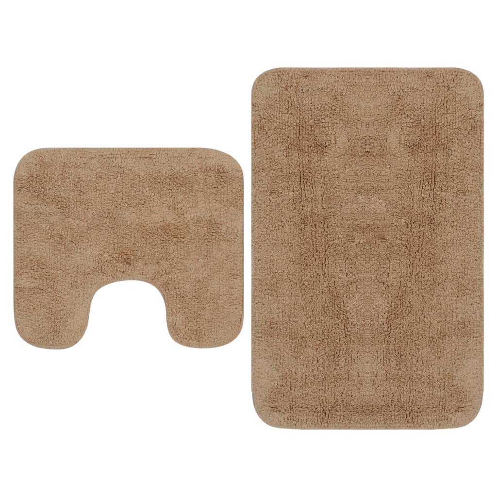 VXL Conjunto De Alfombrillas De Baño De Tela 2 Piezas Beige
