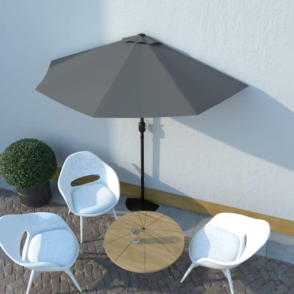 VXL Sombrilla De Balcón Semicircular Palo Aluminio Gris 270X135 Cm