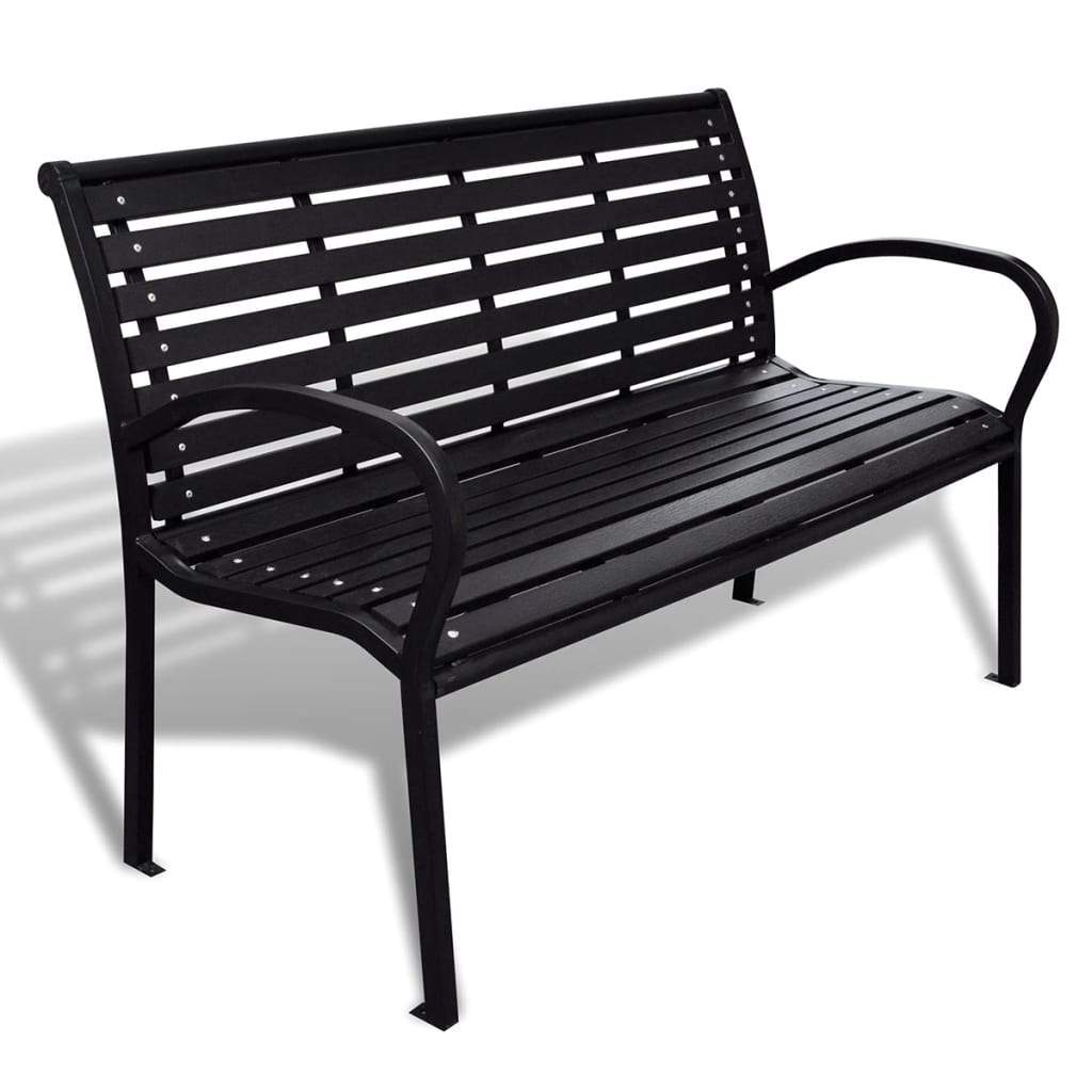 VXL Banco De Jardín 125 Cm Acero Y Wpc Negro