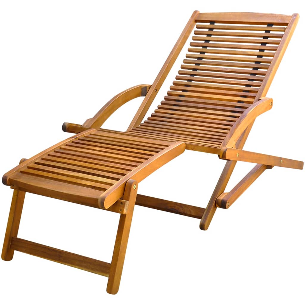 VXL Tumbona Con Reposapiés De Madera Maciza De Acacia