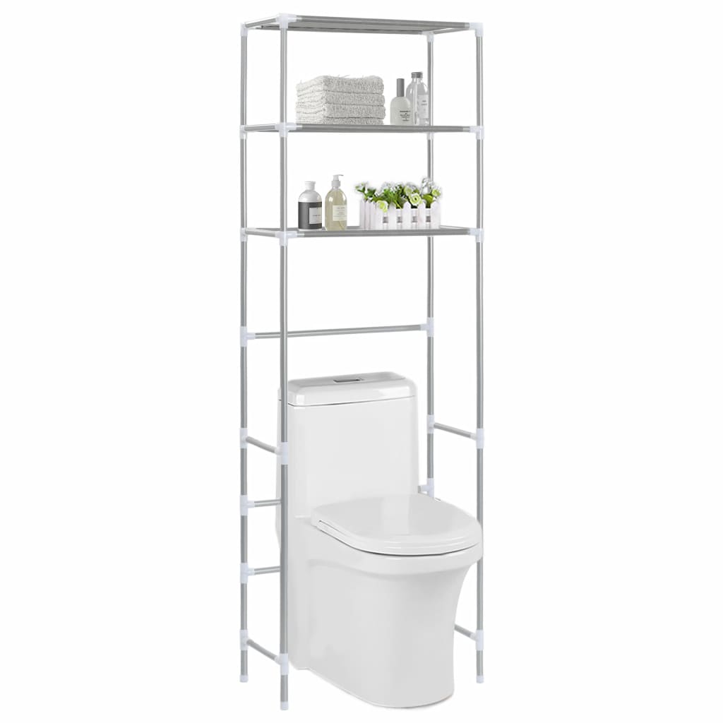 VXL Estante Encima Del Inodoro 3 Niveles Plateado 53X28X169 Cm