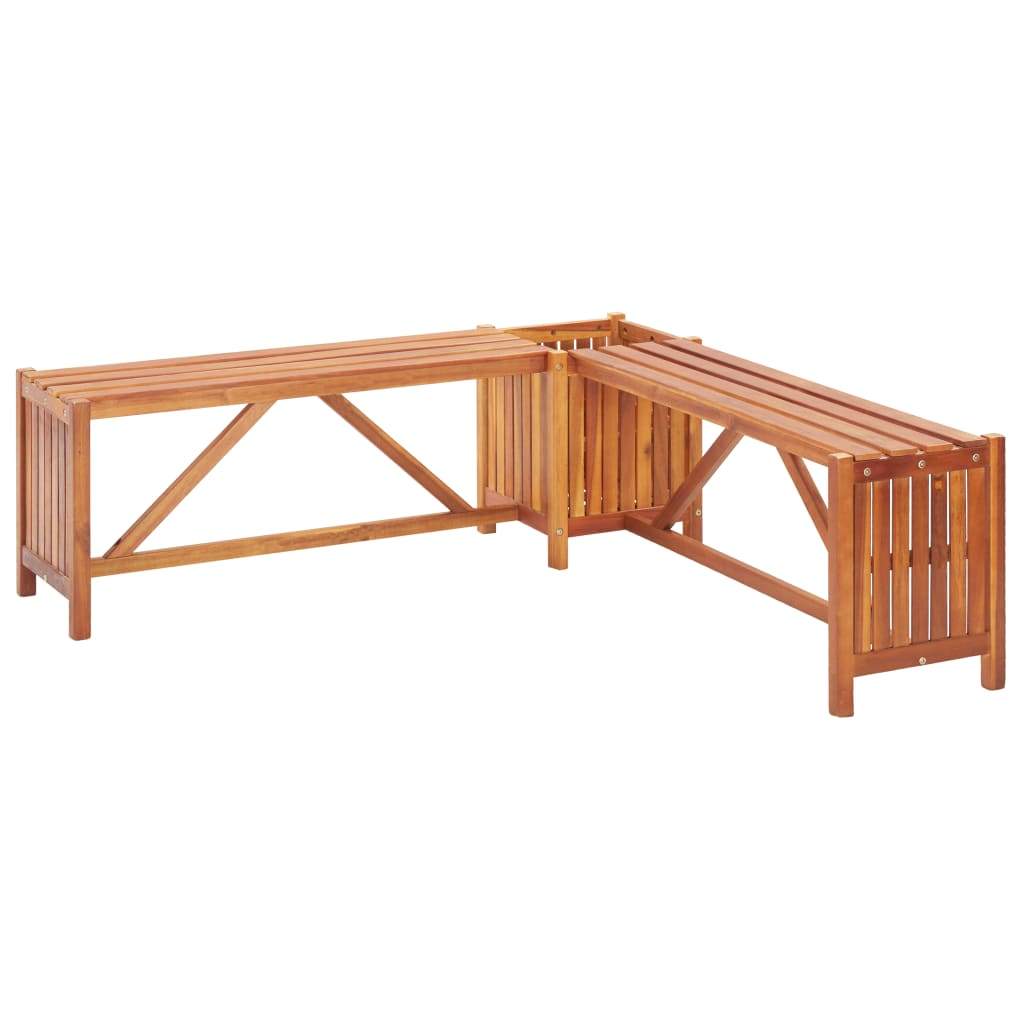 VXL Banco Esquina Jardín Con Macetero Acacia Maciza 117X117X40 Cm
