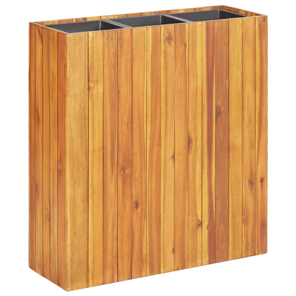 VXL Arriate Con 3 Maceteros Madera Maciza De Acacia