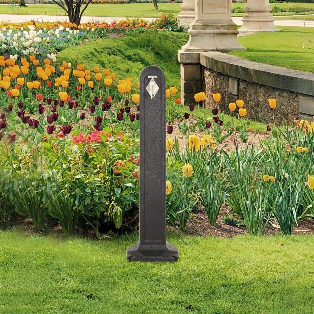 VXL Cisterna De Jardín Con Grifo Aspecto De Piedra Gris Antracita