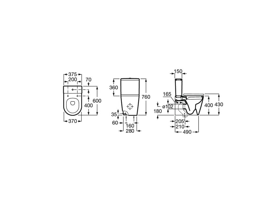 ROCA INSPIRA ROUND Rimless Inodoro Completo Compacto Blanco Brillo - Imagen 2