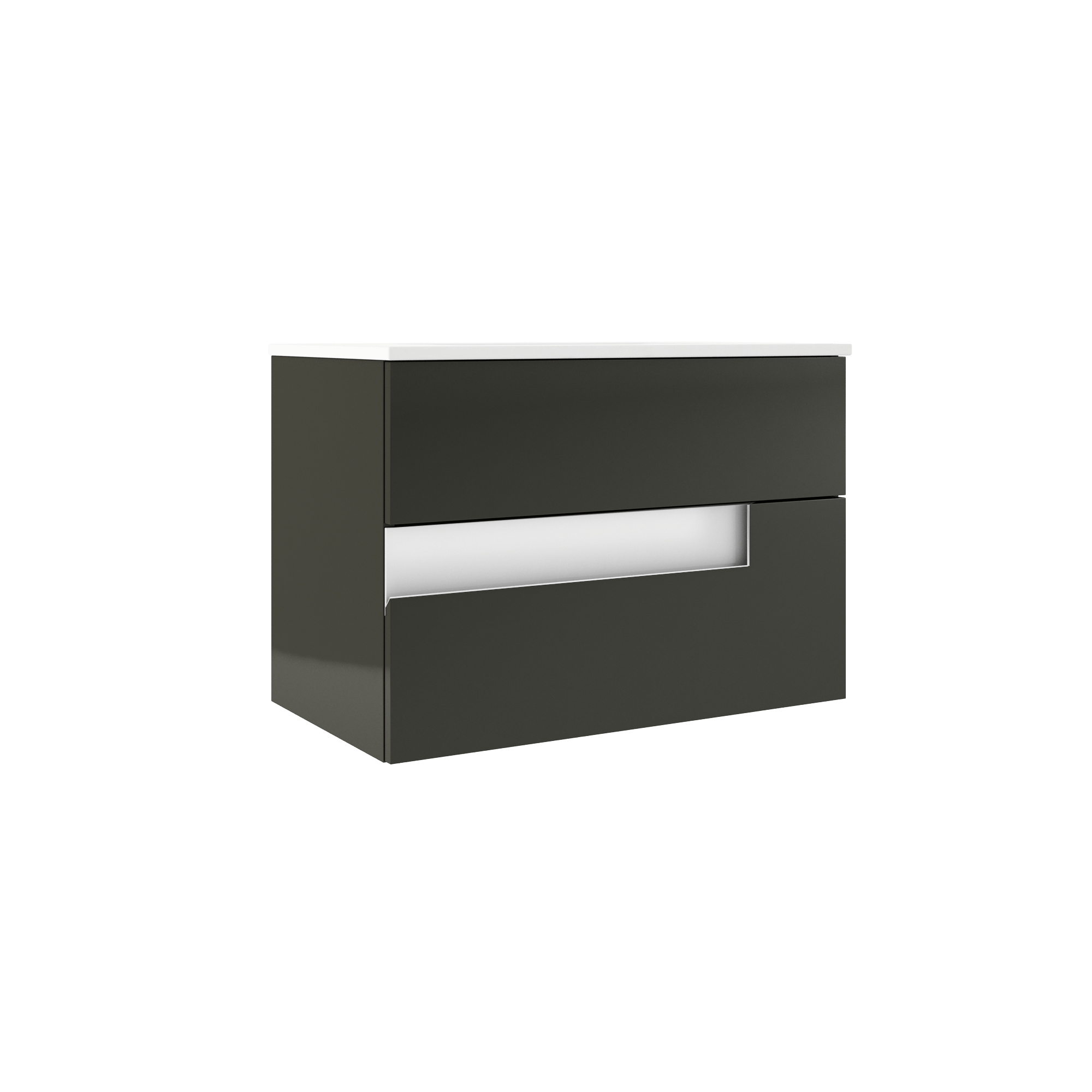 VISOBATH VISION Conjunto Mueble Completo Suspendido 2 Cajones Gris Brillo/Blanco - Imagen 2