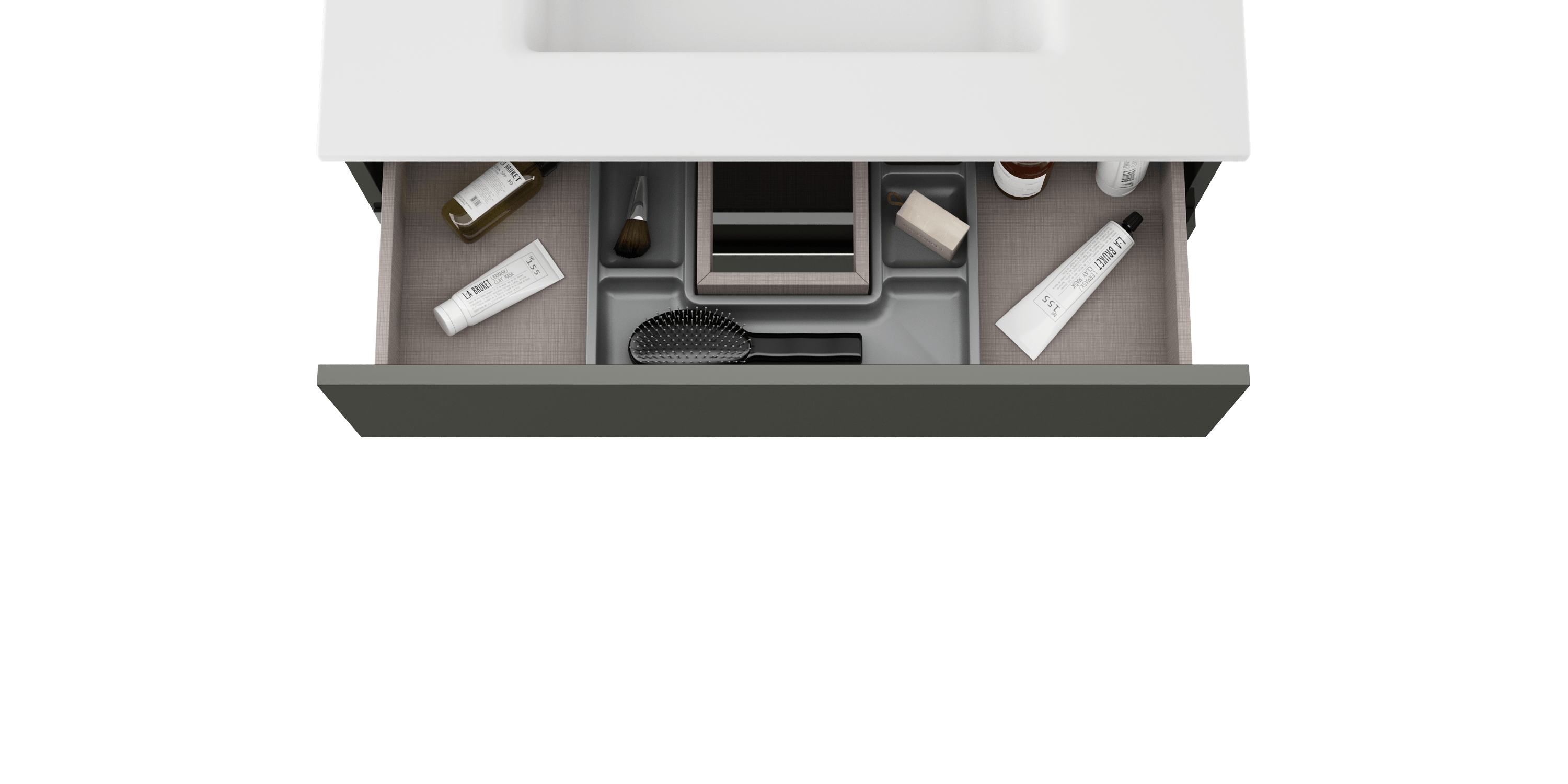 VISOBATH VISION Conjunto Mueble Completo Suspendido 2 Cajones Gris Brillo/Blanco - Imagen 4