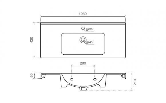 BATHCO 4099 PRAGA 100 Lavabo Rectangular - Imagen 2