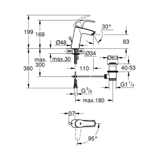 GROHE 23 393 10E EUROSMART Lavabo Con Vaciador - Imagen 2