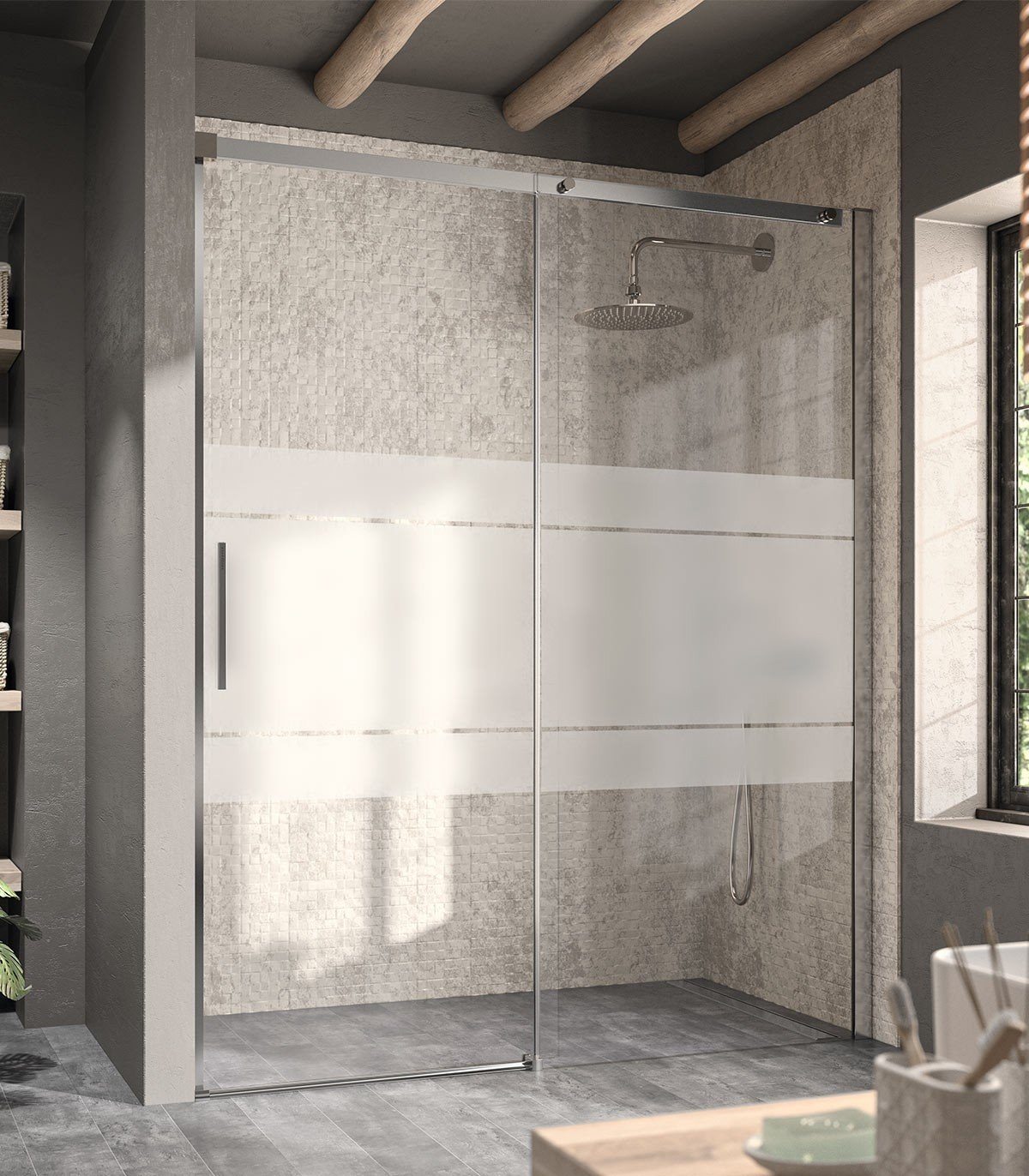 KASSANDRA LU102 LUNA Mampara Ducha Corredera Decorada - Imagen 2